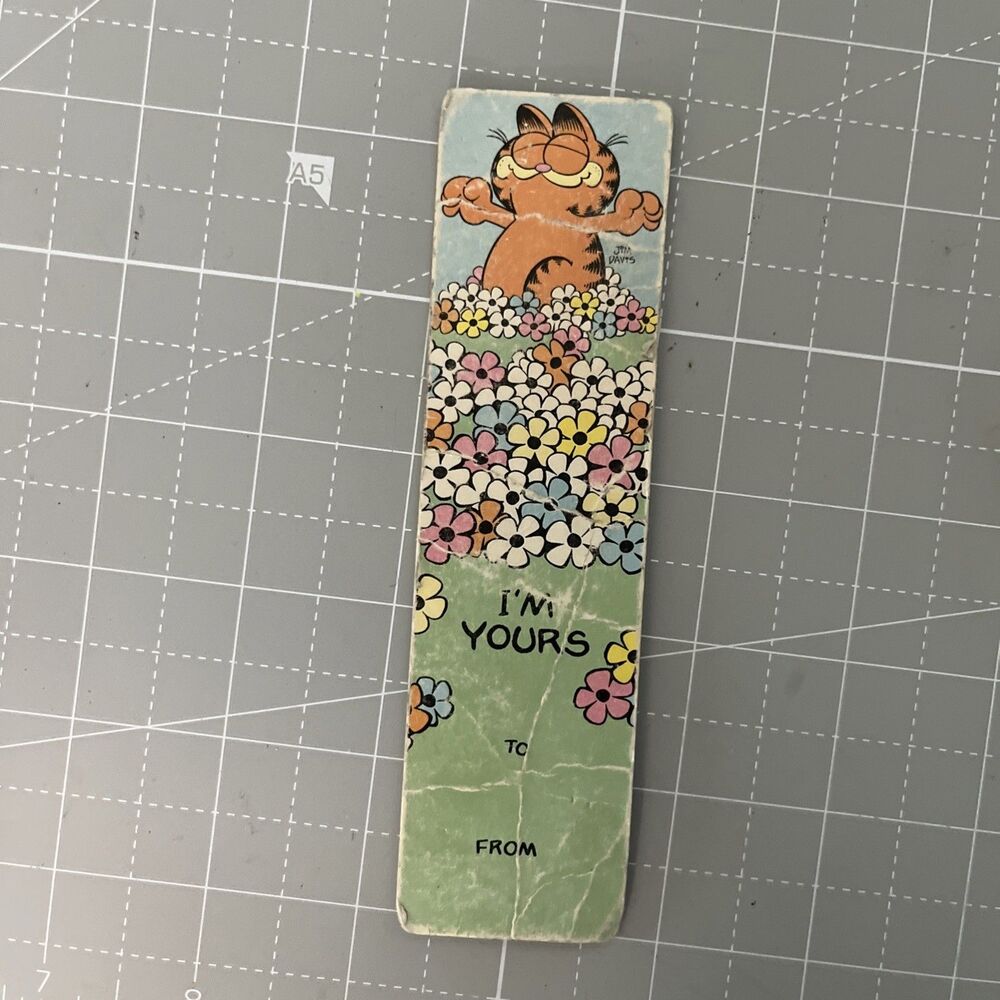 Vtg 1978 Valentine I’m Yours Bookmark Flowers GARFIELD Antioch BOOKMARK Vintage